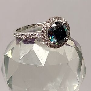 Moissanite 2.5 Carat Blue Round Brilliant Ring